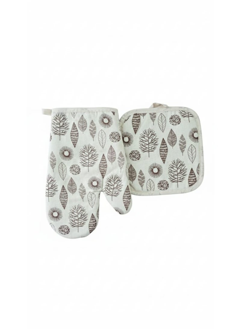 جوانتي وماسك فرن حراري كتان  قطعتين . - Image 3